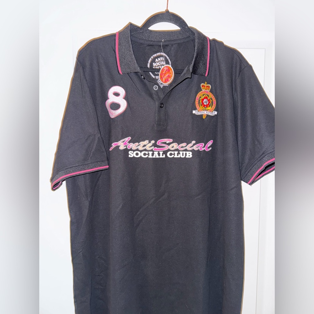 Anti Social Social Club Black Polo with Pink Details